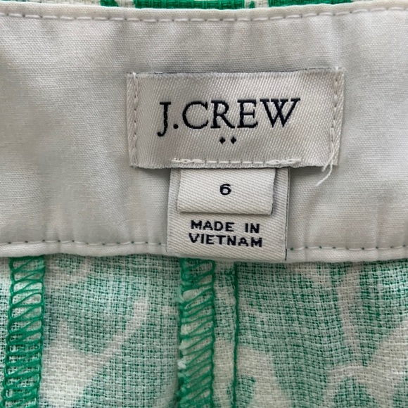 J. Crew Green & White Botanical Print Shorts - Picture 2 of 5